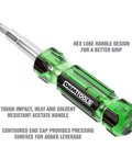 13 In 1 Multi Screwdriver And Nut Driver With Schrader Valve Tool featuring green impact resistant handle
