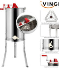 3 Frame Manual Honey Extractor For Beekeeping Pros Food Grade Stainless Steel Spinner Drum With Hand Crank And Adjustable Height Stands