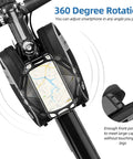 Front Frame Bag With 360 Degree Rotation Phone Holder for Bikes showing phone map in waterproof mount on handlebars