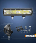 Led Light Bar Set 12 Inch 300W Triple Row Spot Flood Combo Work Driving Lamp with 2x 4 Inch 60W Pods and Wiring Harness Dimensions