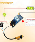 Wiring diagram showing connections for big 8 pin 12V relay with power supply and components labeled for guidance.
