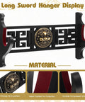One Tier Katana Wall Mount Sword Holder Dope Display Rack With Felt Strips For Blade Protection featuring Qi lin design