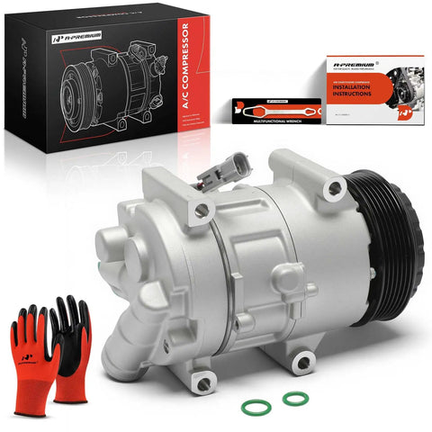 Top Rated AC Compressor With Clutch Pulley Assembly For Subaru Legacy And Outback 2013 Through 2019 2.5L H4 Engine Ice Cold. Silver unit with accessories.