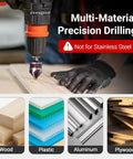 Heavy Duty 5 Piece Countersink Drill Bit Set Featuring 82 Degree HSS Steel And Quick Change Hex Shank For Wood Metal Plastic in action on wood.