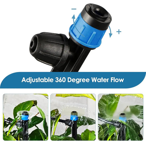 50 Pack Drip Emitters With Stakes For 1/4 Inch Tubing Adjustable 360 Degree Water Flow Universal Sprayers For Garden Irrigation