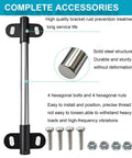 Hardcore Heavy Duty Wheelbarrow Axle Bracket Kit With Solid Five Eighth Inch Shaft And Bulletproof Steel Brackets Pom Gaskets Plus Complete Bolt And Nut Set For Stress Free Yard Work showing steel axle shaft with brackets and bolts.