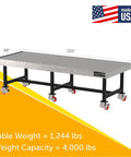 Industrial Mobile Welding Table With Precision Laser Cut Grid And Smooth Locking Casters For Easy Shop Rolling, 120"x48"x36".
