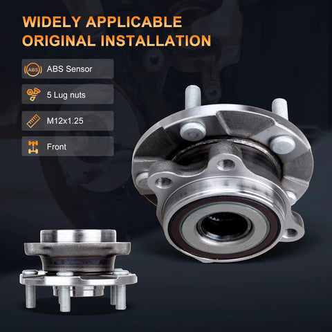 Front view of front wheel hub and bearing assembly for Scion tC 2011-2016, Toyota Mirai 2016-2019, and Toyota RAV4 2006-2018