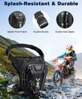Thigh Bag for Women and Men, Expandable Leg Bag With Leg Strap, showing splash-proof fabric, durable buckle, and waterproof zipper
