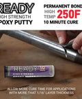 Heavy Duty Premium Epoxy Putty That Sets In 10 Minutes For A Fast Bond 205 F Heat Resistance And 6500 PSI Strength displayed with pipe repair