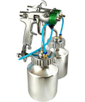 Heavy Duty Dual Head Paint Spray Gun With Knockout Twin Aluminum Cups for seamless application and fast coverage on massive walls.