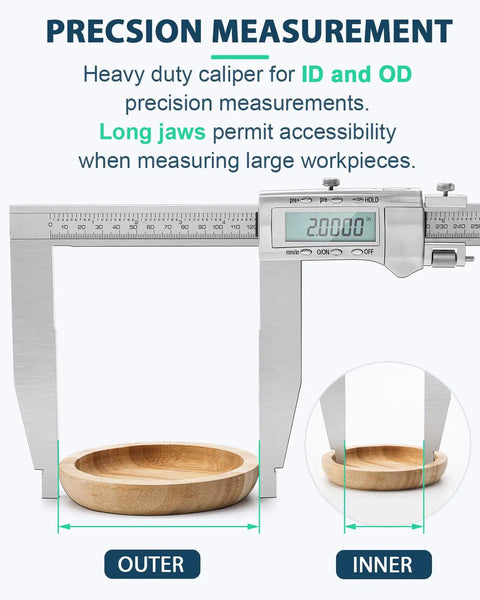 12 Inch Digital Caliper With 6 Inch Long Jaw Depth All Metal Frame Large LCD Display measuring wooden bowl