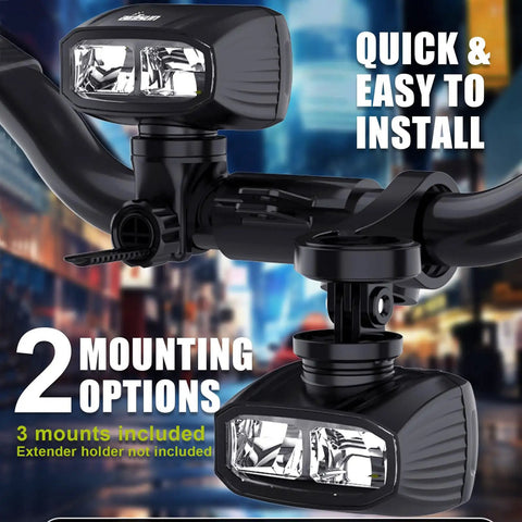 Beast Mode 1000 Lumen Front Bike Light with dual mounting options visible on handlebars