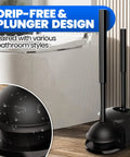Extended-Handle Toilet Brush And Plunger 4-Piece Set With Gap Brush And Cleaning Gloves Heavy-Duty Bathroom Cleaning Kit next to toilet