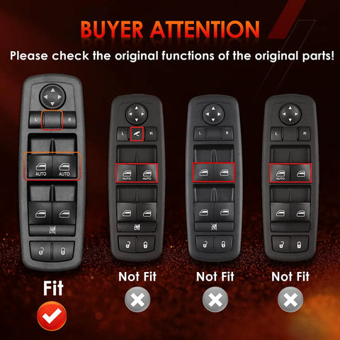 Fit guide for Power Window Switch Replacement For 2012 To 2017 Dodge Grand Caravan And Chrysler Town And Country.