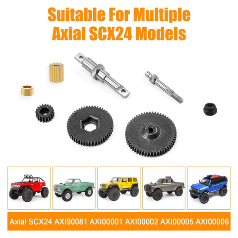 Metal RC Transmission Gear Set With Shaft And Motor Gear Upgrade For Axial SCX24 gearbox parts and compatible models