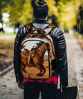 Unisex Western Galloping Horse Printed Backpack, Large Capacity Travel Daypack, worn by person in park setting