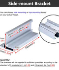 Side-mount bracket for Dual Soft-Close Frameless Glass Sliding Door Track System with measurements in millimeters.