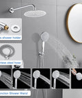 Bathtub Shower Faucet Set With Valve And Tub Spout 10 Inch Rain Shower Head And Handheld System Wall Mount Chrome Finish