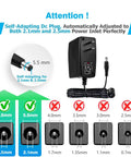 12V 1.5A UL Listed 18W AC DC Power Supply Adapter for CCTV Cameras with 6 Foot Cord and Self-Adapting Plug