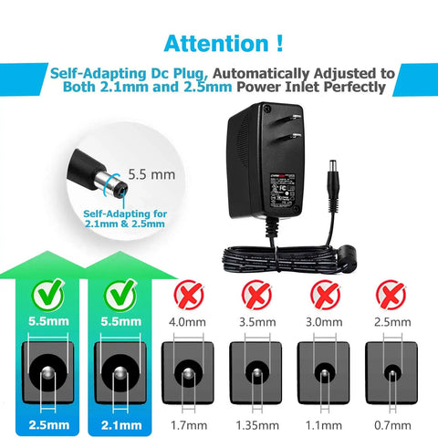 12V 1.5A UL Listed 18W AC DC Power Supply Adapter for CCTV Cameras with 6 Foot Cord and Self-Adapting Plug