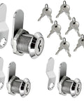 Heavy Duty Three Pack Cam Locks With No Sweat Setup Solid As A Rock Security For Tool Boxes Drawers And Pickup Beds Top Shelf Zinc Alloy Hardware Kept Locked Down With Twelve Matching Keys visible in close-up with chrome finish.