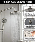 Retrofit Rain Shower System With 8 Inch Rainfall Shower Head, 5-Setting Handheld Spray, Slide Bar, Wall Mount, Brushed Nickel Finish