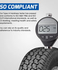 Pocket Size Shore A Hardness Meter Durometer 0-100HA Digital Tester With Large LCD Display For Rubber Leather Resin Fiber Glass Wax And More Ideal For QC And Material Testing., ISO compliant durometer testing tire tread
