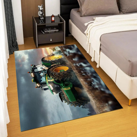 Farm Tractor Rug 3 By 5 Ft For Living Room And Bedroom, Super Cozy Ultra Soft Flannel Surface, Stain Resistant, Machine Washable Carpet