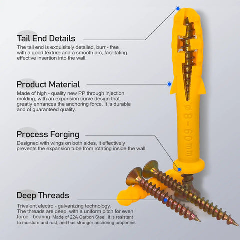 550 Piece Drywall Screws And Anchors Kit With Eight Size Options For Beefy Home Repairs And Picture Hanging close-up with details