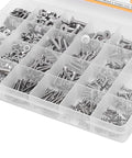 Stainless Steel Bolt Nut Washer Kit With Storage Box M2 M3 M4 M5 Assortment Set For DIY Projects Shockproof Durable Fasteners That Are Easy To Use And Keep Your Hardware Organized. open organizer with mixed screws, nuts, and washers
