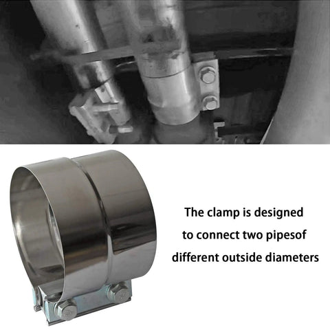 4 Inch Lap Joint Exhaust Band Clamp Set Easy Install Stainless Steel 304 With Zinc Plating under vehicle