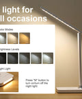 LED Desk Lamp With Wireless Charging And USB Port, Dimmable Eye Care Light With 5 Brightness Levels and Touch Control displayed