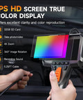 Slim 0.25 Inch Dual Lens Articulating Borescope with IPS HD screen displaying color range in use for inspection