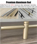 Premium Aluminum Shelf Brackets 15 Inch, 6 Pack showcasing various aluminum rods in gold, silver, and black for versatile decor use.