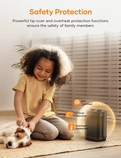 Child and dog safe around 1000W Ceramic Space Heater With Thermostat No Fuss Mini Portable Electric Heater For Home Office Desk