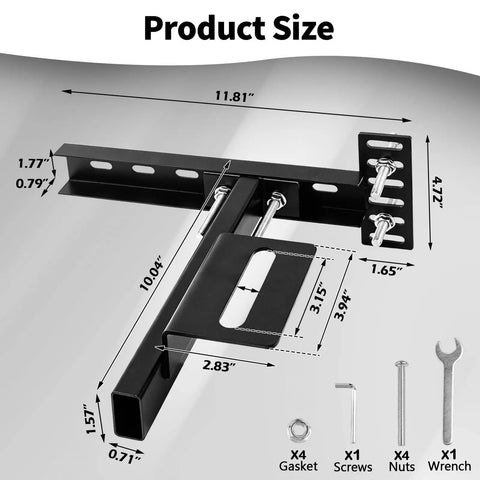 Dimensions of Heavy Duty Headboard Brackets For Adjustable Bed Base Universal Steel Mounting Hardware Kit.
