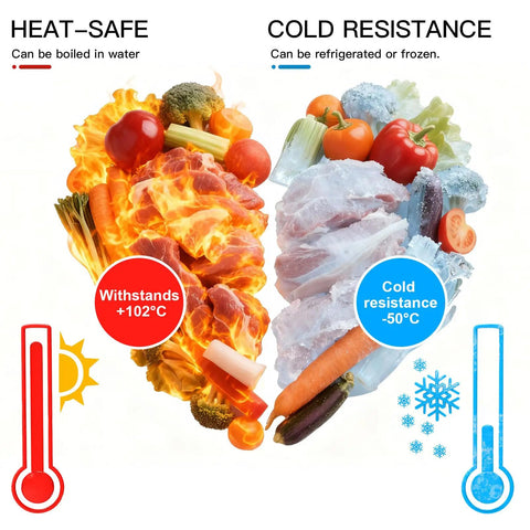 Image showing heat and cold resistance for Heavy Duty Vacuum Sealer Bags 8x12 Inches 110 Count For Food Freshness BPA Free Storage Or Sous Vide.