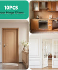 10 Pack Black Door Hinge Shims, 3.5 Inch Spacers, Trimable to Eliminate Gaps and Sticking Doors, shown in home settings.