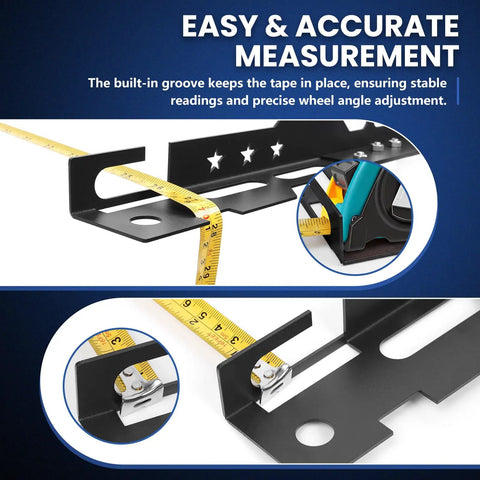 Quick Snap Knockdown Wheel Alignment Kit With Removable Toe Plates And Center Bar Includes Two Measuring Tapes For Diy Front End Camber And Toe Adjustment No Sweat Backyard Shop Matte Black