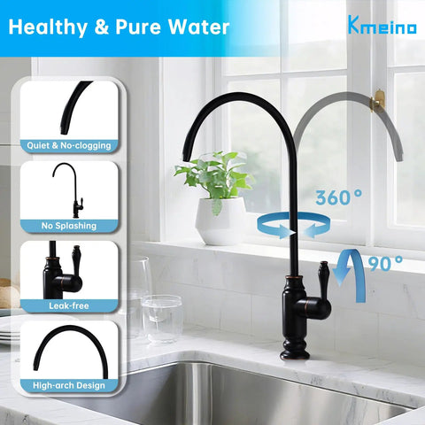 Oil Rubbed Bronze Water Drinking Faucet For Filtration Systems with brass body and ceramic disk valve on kitchen sink.