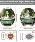 Toilet Seat Resin for Bathroom measuring 12.4x14.4 inches, circular design with a duck and floral pattern.
