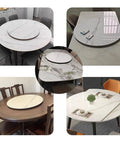 Round Rotating Serving Plate With Non Slip Marble Surface 12mm Thick Lazy Susan Kitchen Turntable on various tables