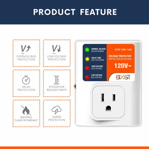 Heavy Duty Plug In Surge Protector For Home Essentials With 140J Lightning Protection And 120V 15A Wall Outlet Guard displayed