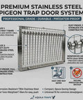 Stainless Steel Pigeon Trap With One Way Entry Gate And Lockable Mesh Door Dual Door Defense System For Loft Safety shown with mesh details.