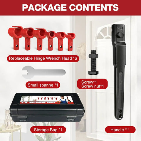 Door Hinge Adjustment Tool Kit 6 In 1 For Precise Hinge Gap Adjustment And Pro Grade Upgraded Wrench with storage case.