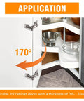 Two Pack 170 Degree Concealed Door Hinges For Corner Kitchen Cabinets, Full Overlay Replacement Hardware With Damping Buffer