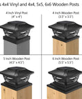 Solar Post Cap Lights For 4x4 5x5 6x6 Posts Eight Pack No Fuss With Bases 25 Lumen Warm White LED Auto On At Night