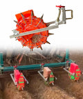 Heavy Duty Tractor Mounted Seed Drill With Eight Seed Wheels Adjustable Spacing And Depth 15Lb Hopper Garden Seeding Spreader