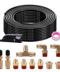 Front view: Boeray 50ft black 1/4in nylon air hose kit with 11pc brass push-to-connect fittings